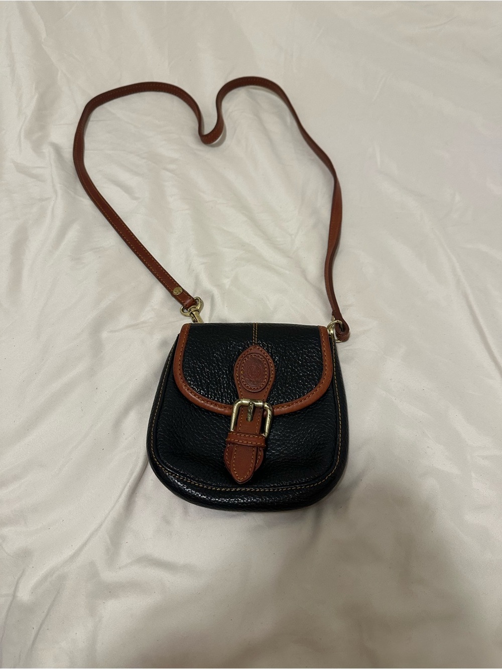 Liz Claiborne Black and Brown Leather Crossbody Saddle Bag